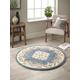 Lord of Rugs Lotus Premium Traditional Rug Aubusson Wool Heavy Thick Floral Hand Tufted Classic Rug Blue Round 120x120 cm (3'11''x3'11'')
