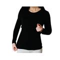 Maternity Top Nursing Vest Breastfeeding T-Shirt for Women Long-Sleeved 100% Merino Wool S-XXL (S, Black)