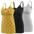 Pregnancy Breastfeeding Top, ZUMIY Maternity Nursing Tank Tops Seamless Cotton Basic Vest Sleeping Breastfeeding Bra, S, Black+Grey+Yellow Printing/ 3-pk