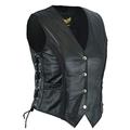 Leatherick Ladies Braided Biker Style Leather Waistcoat (L) (12) Black