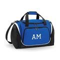 Personalised Contrast Trimmed Sports & Gym Kit Holdall Bag Custom Printed With Your Choice of Initials (Bright Royal/Black/White)