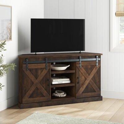 Hungerford 66-inch Corner TV Stand for TVs up to 75 inches, No Assembly Required Wood in Brown Laurel Foundry Modern Farmhouse® | 31.5 H in | Wayfair