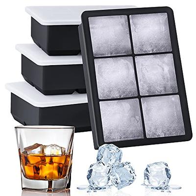 Kootek Large Ice Cube Trays for Cocktails 4 Pack - Silicone Ice Cube Mold for Whiskey Easy Release Reusable Molds with Removable Lids for Making 24