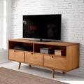 "58"" 3-Drawer Mid Century Modern TV Stand in Caramel - Walker Edison W58IV3DCA"