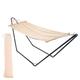 Harbour Housewares 276cm Cream Cotton Hammock with Metal Stand & Wooden Spreader Bars & Cotton Carry Bag - Outdoor Swining Garden & Camping Seat