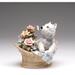 Red Barrel Studio® Biggs West Terrier Dog in Flower Basket Musical Figurine Porcelain/Ceramic in White | 5 H x 5.38 W x 4.25 D in | Wayfair