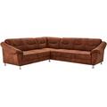 Cavadore Ecksofa Salisa mit Federkern / Polsterecke im klassischen Design / 264 x 86 x 244 / Mikrofaser Braun