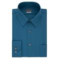 Van Heusen Men's Poplin Regular Fit Solid Point Collar Dress Shirt, Deep Sea, 18.5" Neck 36"-37" Sleeve