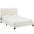 Melanie Twin Tufted Button Upholstered Performance Velvet Platform Bed in Ivory - East End Imports MOD-5805-IVO