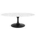 "Lippa 48"" Oval Artificial Marble Coffee Table - East End Imports EEI-3537-BLK-WHI"