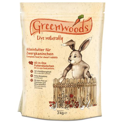 3kg Greenwoods Small Animals Alleinfutter für Zwergkaninchen