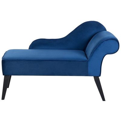 Chaiselongue Rechtsseitig Dunkelblau Samtstoff Modern