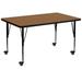 Flash Furniture Goddard Mobile 24"W x 48"L Rectangular HP Laminate Activity Table - Adjustable Legs Laminate/Metal in Brown | Wayfair