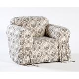 Ophelia & Co. Toile Print One Piece Box Cushion Armchair Slipcover Cotton in Brown/Gray/Pink | 38 H x 30 W x 36 D in | Wayfair