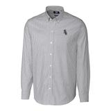 Men's Cutter & Buck Charcoal Chicago White Sox Big Tall Stretch Oxford Striped Long Sleeve Button-Down Shirt