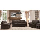 Canora Grey Sopheak 3 Piece Leather Living Room Set Genuine Leather in Brown | 36 H x 90 W x 39 D in | Wayfair Living Room Sets