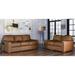 17 Stories Albirdia 2 Piece Leather Living Room Set Genuine Leather in White/Brown | 36 H x 86 W x 41 D in | Wayfair Living Room Sets