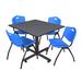 Symple Stuff Kobe Square X-Base Breakroom Table, 4 M Stack Chairs Plastic/Acrylic in Gray | 29 H x 48 W x 48 D in | Wayfair