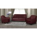 Charlton Home® Conkling 3 Piece Living Room Set Leather Match in Red | 35 H x 75 W x 38 D in | Wayfair Living Room Sets