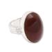 Blazing Pool,'Domed Red-Hued Amber and Sterling Silver Cocktail Ring'