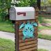 Designocracy Turtle House Door Mailbox 1-Line Wall Address Plaque Wood in Blue/Brown | 11.5 H x 12 W x 0.7 D in | Wayfair MA985182-12