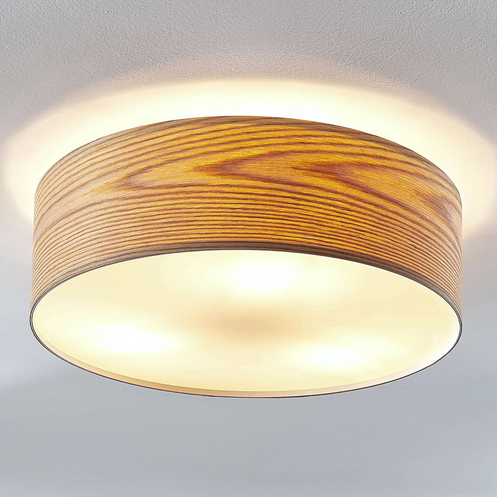 Deckenlampe Dominic Lindby, dimmbar, Holz hell, für Wohn- / Esszimmer, Holz, Skandinavisch, Deckenlampe
