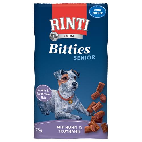 6 x 75 g RINTI Extra Bitties Senior Huhn & Truthahn Kausnack