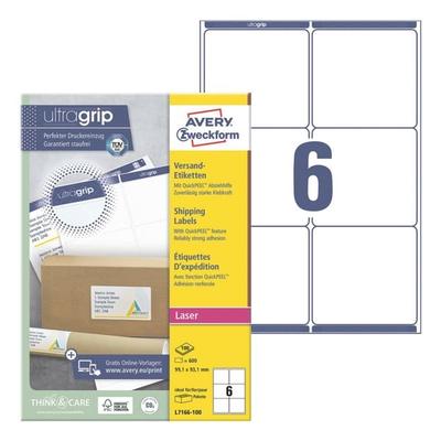 Avery Zweckform 600er-Pack Versand-Etiketten mit ultragrip »L7166-100« weiß Image