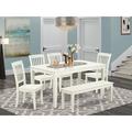 August Grove® Krier 6 - Piece Rubberwood Solid Wood Dining Set Wood in White | 29 H in | Wayfair EF25528FB88549EF9E8543DDFDA77AC0