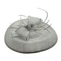 Large Flower Feather Hair Hat Fascinator Headband Clip Wedding Royal Ascot Race (Light Grey)