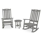 POLYWOOD® Nautical 3-Piece Porch Rocking Outdoor Chair Set Plastic in Gray | Wayfair PWS472-1-GY