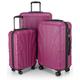 suitline 3er Koffer-Set Trolley-Set Rollkoffer Hartschalen-Koffer Reisekoffer, TSA, (55 cm, 66 cm, 76 cm), 100% ABS, Matt, Magenta