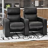 Latitude Run® Jet Home Theater Row Seating (Row of 2), Leather in Black | 44 H x 62 W x 31.5 D in | Wayfair 8101E5D2835A426EBB7AEE23CDC99A1E