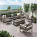 Loon Peak® Diesel Outdoor Extended Chat 9 Piece Sectional Seating Group w/ Cushion Metal in Brown/Gray | 31 H x 53.25 W x 27.5 D in | Wayfair