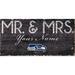 Seattle Seahawks 12" x 6" Personalized Mr. & Mrs. Sign