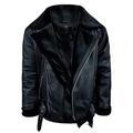 So-Shway Leather Flying Jacket Mens - Leather Bomber Jacket Mens - Black Aviator Leather Pilot Jacket Sheepskin Jackets for Men (Black, XXL)