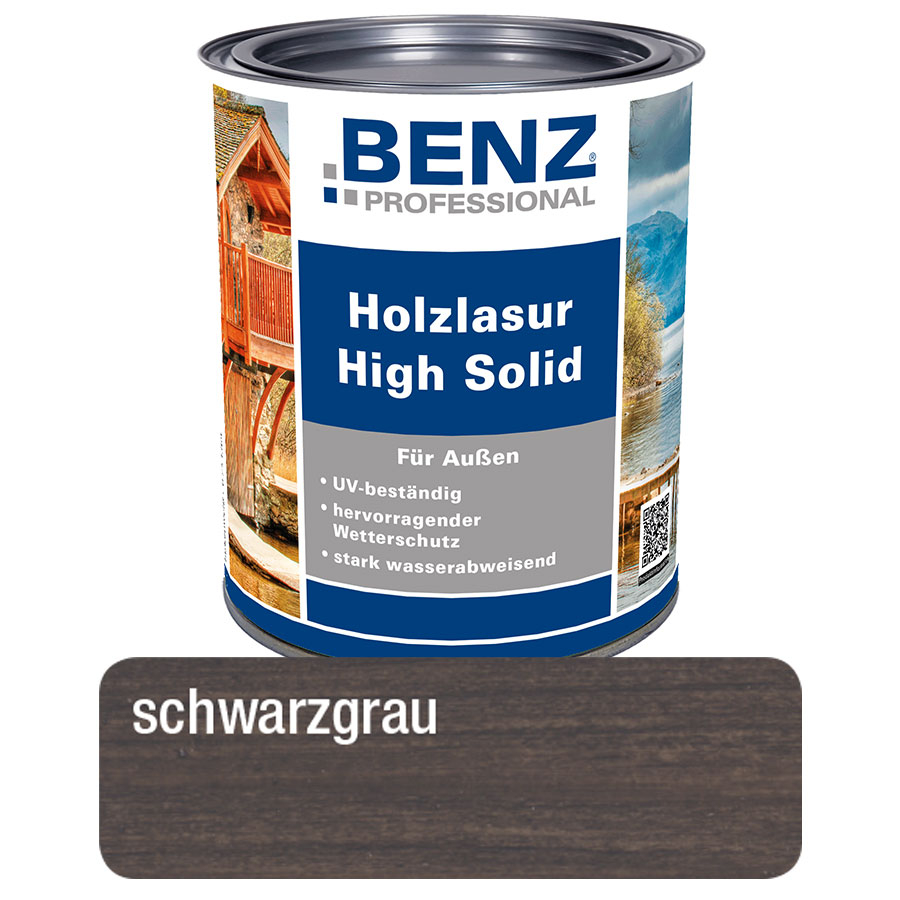 BENZ PROFESSIONAL Holzlasur High Solid Holzschutz, 0,75 l, Schwarz Grau Image
