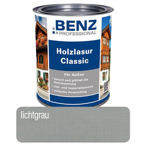 BENZ PROFESSIONAL Holzlasur Classic Holzschutzmittel, 2,5 l, Lichtgrau