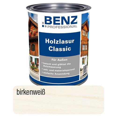 BENZ PROFESSIONAL Holzlasur Classic Holzschutzmittel, 2,5 l, Birkenweiß