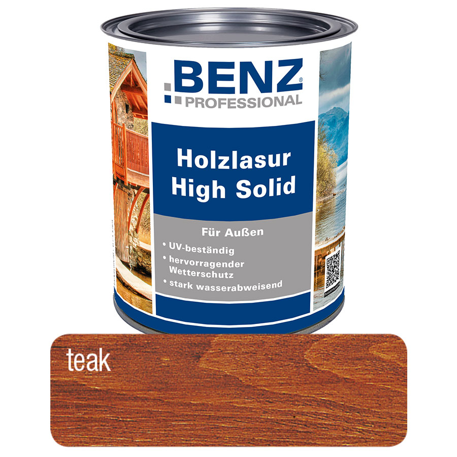 BENZ PROFESSIONAL Holzlasur High Solid Holzschutz, 2,5 l, Teak Image