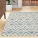 Blue 108 x 0.4 in Area Rug - George Oliver Amritpal Geometric Handmade Flatweave Dark/Ivory Area Rug Wool | 108 W x 0.4 D in | Wayfair