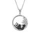 Kiara Jewellery 925 Sterling Silver Rhodium Plated Oxidised Sleeping Panda Pendant Necklace On 18" Italian Diamond Cut Trace Or Curb Chain.