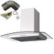 SIA 60cm White Curved Glass Cooker Hood Kitchen Extractor Fan And 1m Ducting Kit