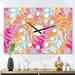 East Urban Home Oversized Retro Floral III Mid-Century Wall Clock Metal in Blue/Pink/Yellow | 36 H x 28 W x 1 D in | Wayfair