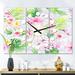 East Urban Home Oversized Tropical Botanicals & Flowers VI Mid-Century Wall Clock Metal in Green/Pink | 36 H x 28 W x 1 D in | Wayfair