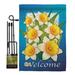 Breeze Decor Daffodils Spring Floral Impressions Decorative 2-Sided Polyester 19 x 13 in. Flag Set in Blue/Brown | 18.5 H x 13 W in | Wayfair