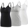 ZUMIY Pregnancy Breastfeeding Top, Maternity Nursing Tank Tops Seamless Cotton Basic Vest Sleeping Breastfeeding Bra (Medium, Black+Grey+White/ 3-pk)