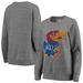 Women's Pressbox Heathered Gray Kansas Jayhawks Big Team Logo Knobi Fleece Tri-Blend Crew Neck Sweatshirt