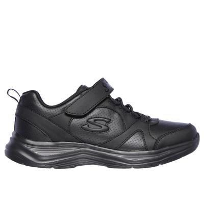 Skechers Girl's Glimmer Kicks - School Struts Sneaker | Size 1.5 | Black | Synthetic | Vegan