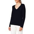 Tommy Hilfiger - Women's Heritage V-Neck Sweater - Womens Jumpers - Knitwear Women's - Tommy Hilfiger Women - Organic Cotton Top - Blue - Size XXXL